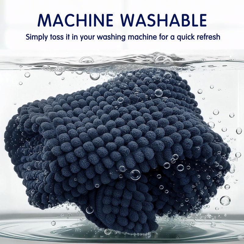 SUBRTEX Bathroom Rugs Chenille Bath Rug Soft Short Plush Bath Mat Soft Shower Mat Water Absorbent Shower Mat Quick Dry Machine Washable(Navy,16" x 24") - Image 5